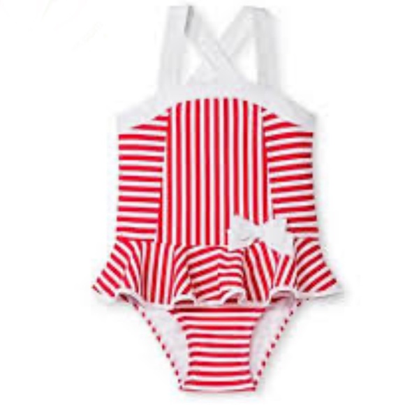 🌸3/$30🌸 CIRCO | red/wht striped ruffle swimsuit - Picture 1 of 3